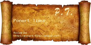 Ponert Timur névjegykártya